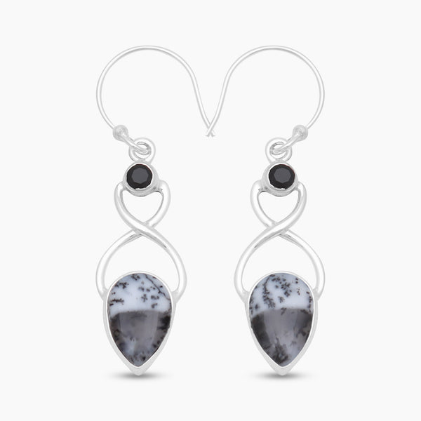 925 Silver Dendritic Opal Earrings