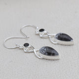 925 Silver Moss Agate Earring