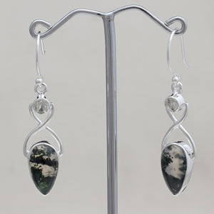 925 Silver Moss Agate Earrings