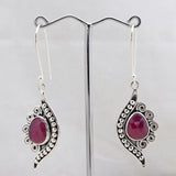Natural Ruby Silver Earrings