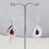 Natural Ruby Silver Earrings