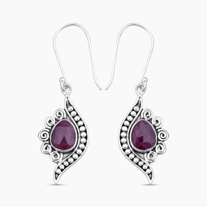 Natural Ruby Silver Earrings