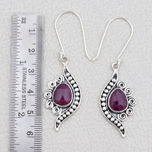 Natural Ruby Silver Earrings