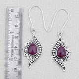 Natural Ruby Silver Earring