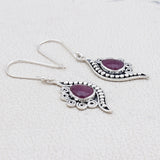 Natural Ruby Silver Earring