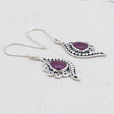Natural Ruby Silver Earrings