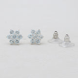 925 Sterling Silver Blue Topaz Flower Earrings