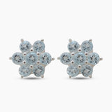 925 Sterling Silver Blue Topaz Flower Earrings