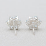 925 Sterling Silver Blue Topaz Flower Earrings
