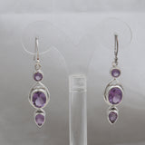 Purple Amethyst  Silver Earrings