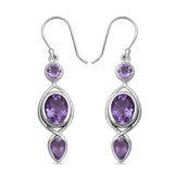 Purple Amethyst  Silver Earrings