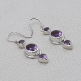 Purple Amethyst  Silver Earrings