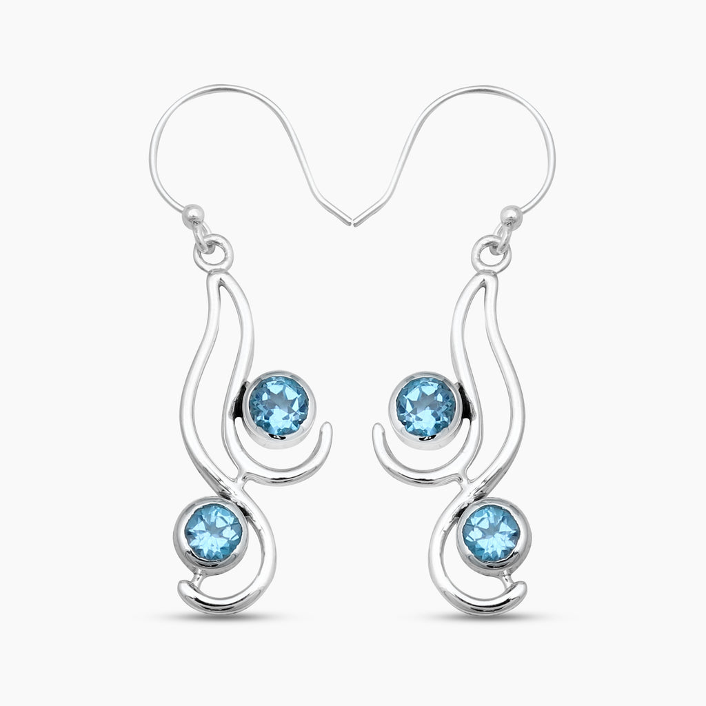 925 Sterling Silver Blue Topaz Earrings