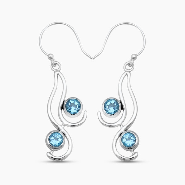 925 Sterling Silver Blue Topaz Earrings