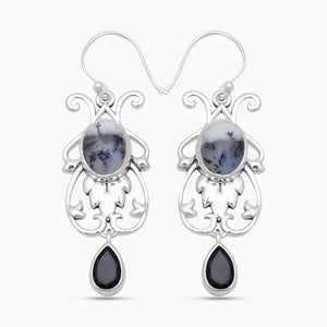 Dendritic Opal Silver Earrings