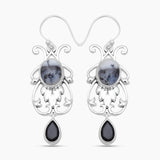 Dendritic Opal Silver Earrings