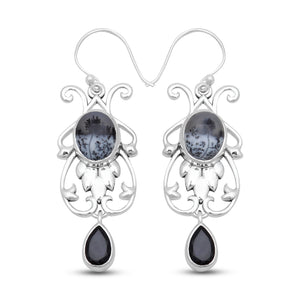 Dendritic Opal Silver Earrings
