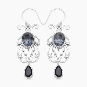 Dendritic Opal Silver Earrings