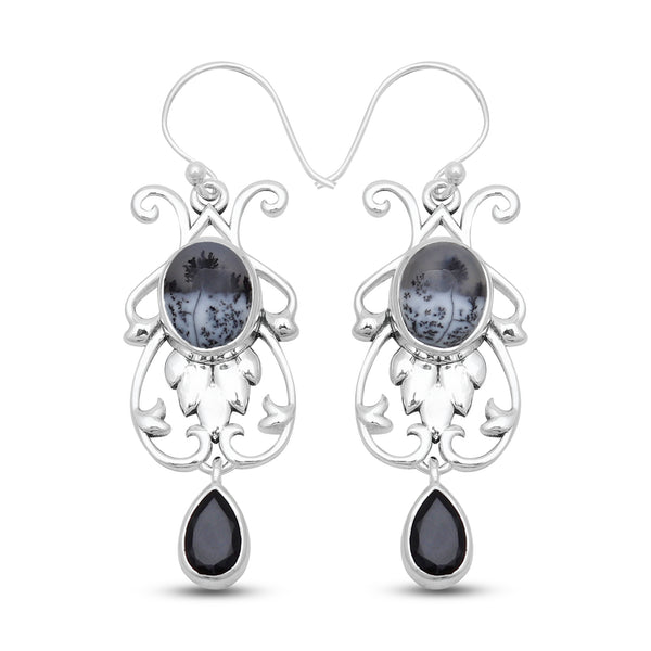 Dendritic Opal Silver Earrings