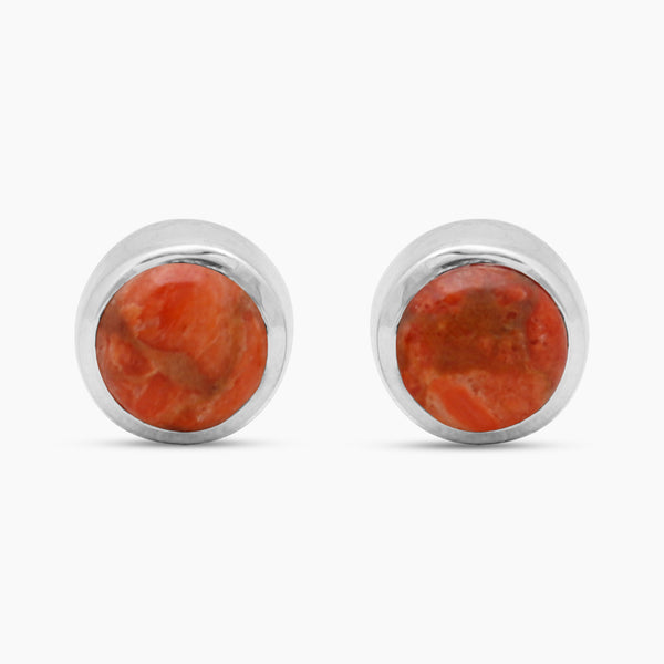Sponge Coral Silver Stud Earrings