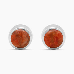 Sponge Coral Silver Stud Earrings