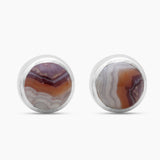 Crazy Lace Agate Silver Stud Earrings