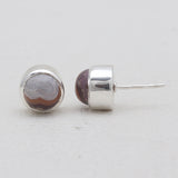 Crazy Lace Agate Silver Stud Earrings