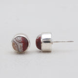 Crazy Lace Agate Silver Stud Earrings