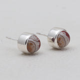 Crazy Lace Agate Silver Stud Earrings