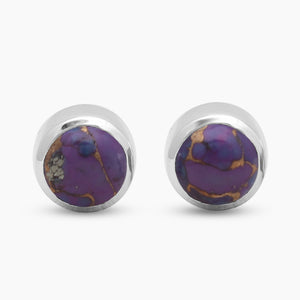 Purple Turquoise Silver Stud Earrings