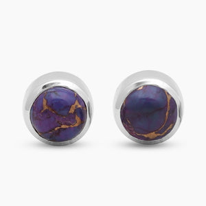 Purple Turquoise Silver Stud Earrings