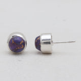 Purple Turquoise Silver Stud Earrings