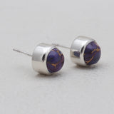 Purple Turquoise Silver Stud Earrings