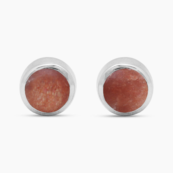 Sunstone Silver Stud Earrings