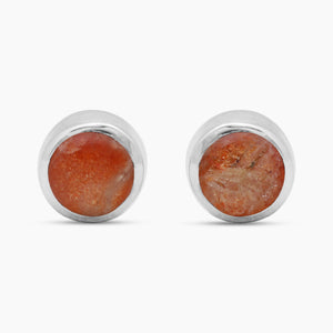 Sunstone Silver Stud Earrings