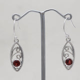 925 Starling Silver Garnet Earring