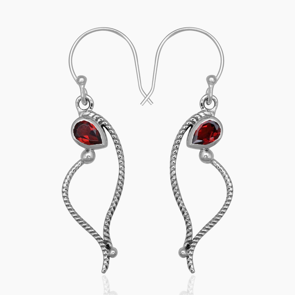 925 Sterling Silver Garnet Earrings