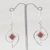 Modern Sterling Silver Garnet Dangle Earrings