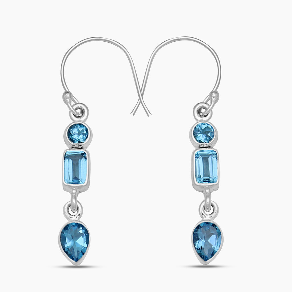 925 Silver Blue Topaz Earrings
