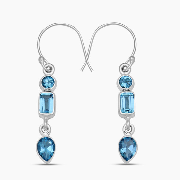 925 Silver Blue Topaz Earrings