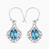 925 Sterling Silver Blue Topaz Earrings