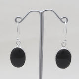 Black Onyx Silver Plain Earrings