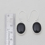 Black Onyx Silver Plain Earrings