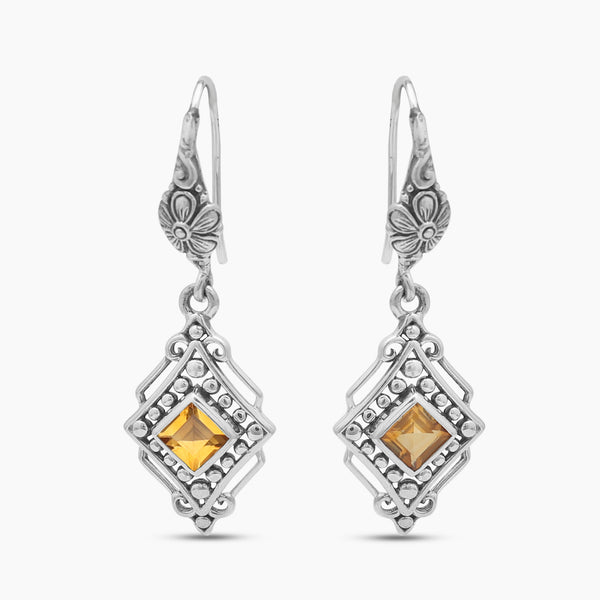 925 Sterling Silver Citrine Women Earrings