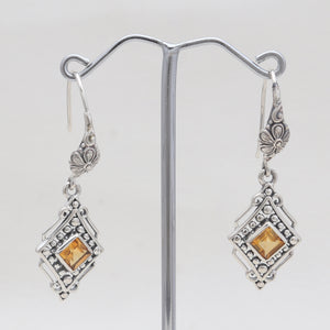 925 Sterling Silver Citrine Women Earrings