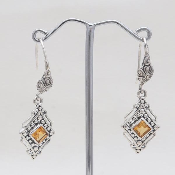 925 Sterling Silver Citrine Women Earrings