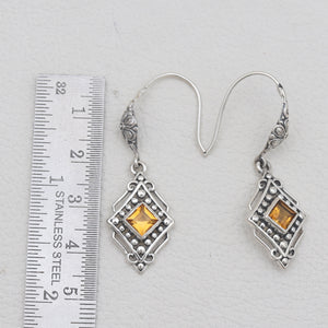 925 Sterling Silver Citrine Women Earrings