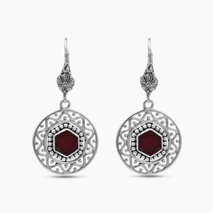 925 Sterling Silver Ruby Earrings