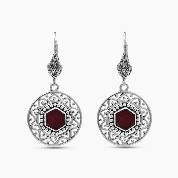 925 Sterling Silver Ruby Earrings