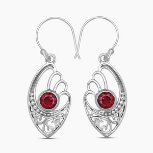 925 Sterling Silver Garnet Earrings
